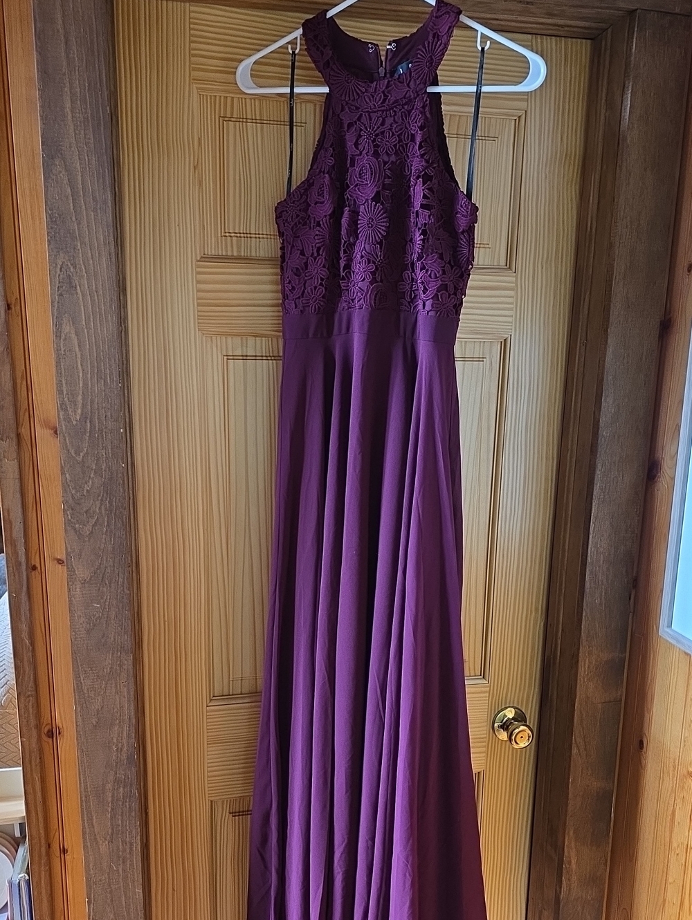 Lulu's Plum Lace Halter Maxi Dress